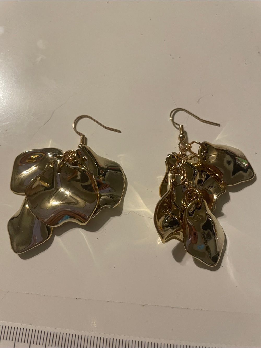 Shimmering Gold Petal Cluster Dangle Earrings - Women Jewelry